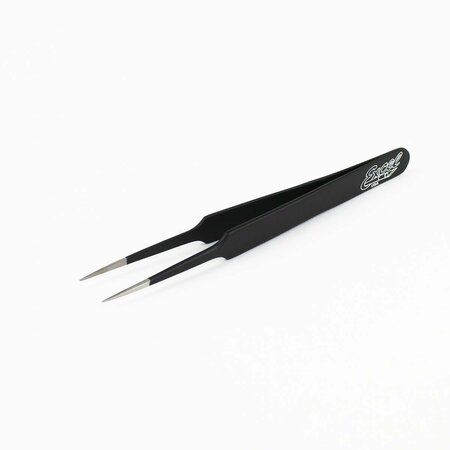 EXCEL BLADES Straight Point Tweezers Needle Point Precision Tweezers Black, 12pk 30421